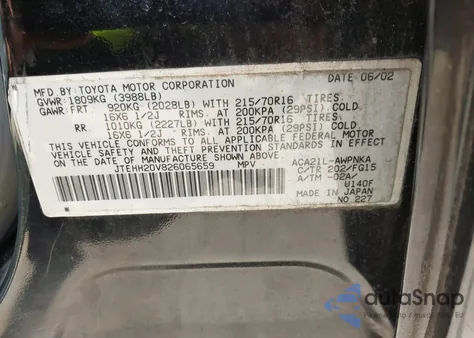 2002 Toyota Rav4 из США, поврежденный, VIN JTEHH20V826065659